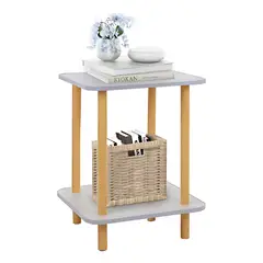 GENERICO - Mesa Centro Minimalista Madera Lateral Doble Repisa