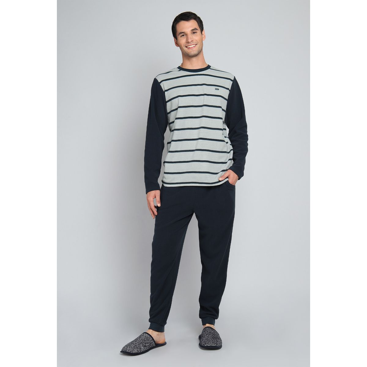 ARROW - Pijama Hombre Arrow Polar Diseño a Rayas ARROW