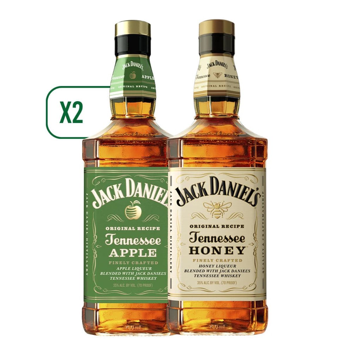 JACK DANIELS - Pack 2 Jack Daniels  Apple 750ml + Jack Daniels Honey 700ml