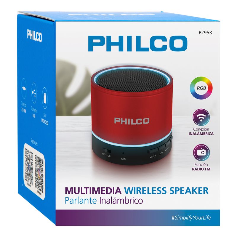 PHILCO - PARLANTE PORTATIL BLUETOOTH-USB P295 RED PHILCO