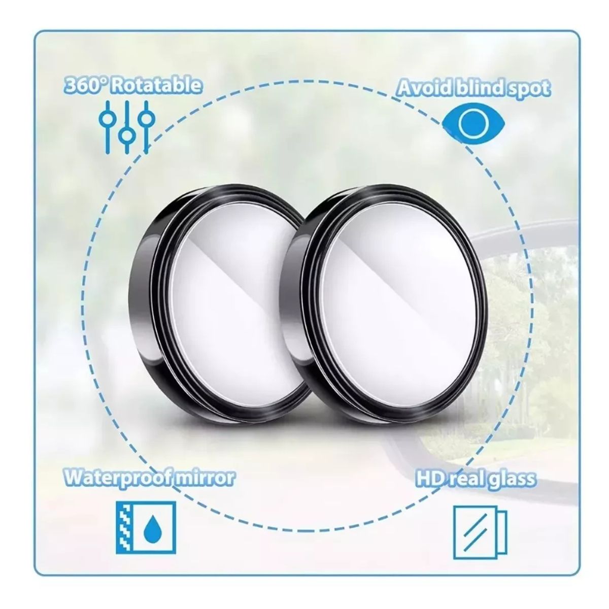 GENERICO - 2 Espejo Convexo Auxiliar Universal Punto Ciego