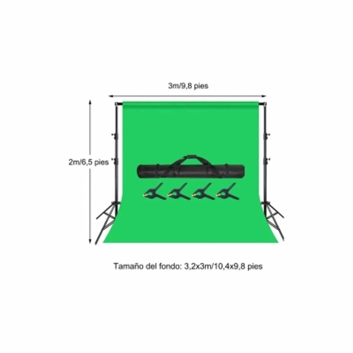 GENERICO - Set Fondo Chroma Verde 2x3 Metros + Tripodes + Bolso Telón
