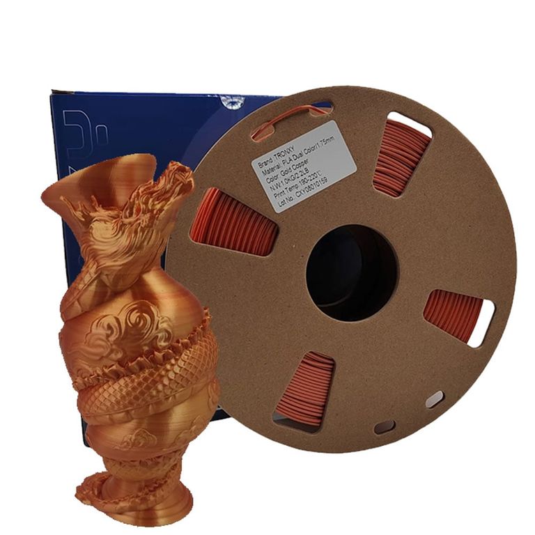 Filamento 3d Pla Seda Doble Color Tronxy De 1.75mm Y 1kg-  GOLD/COPPER
