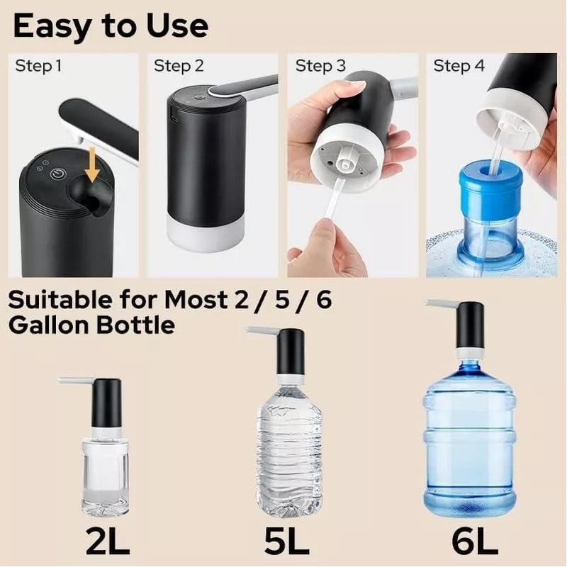 DM - Dispenser Agua Automatico Plegable Bomba Bidon Portatil Color Negro