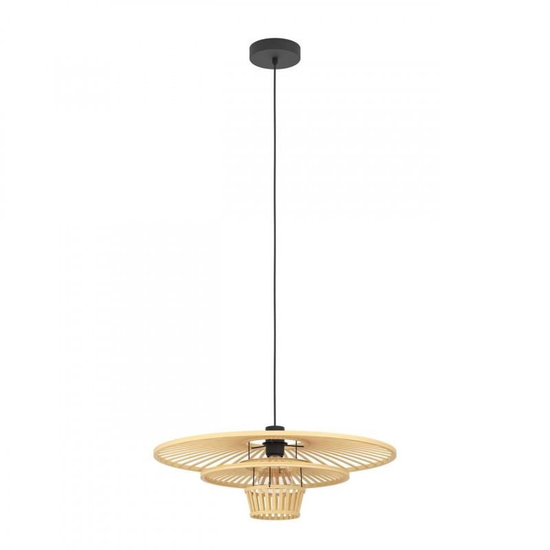 EGLO - Lámpara Colgante Lydney Acero Negro Naturañ E27 1X40W IP20 cod44012