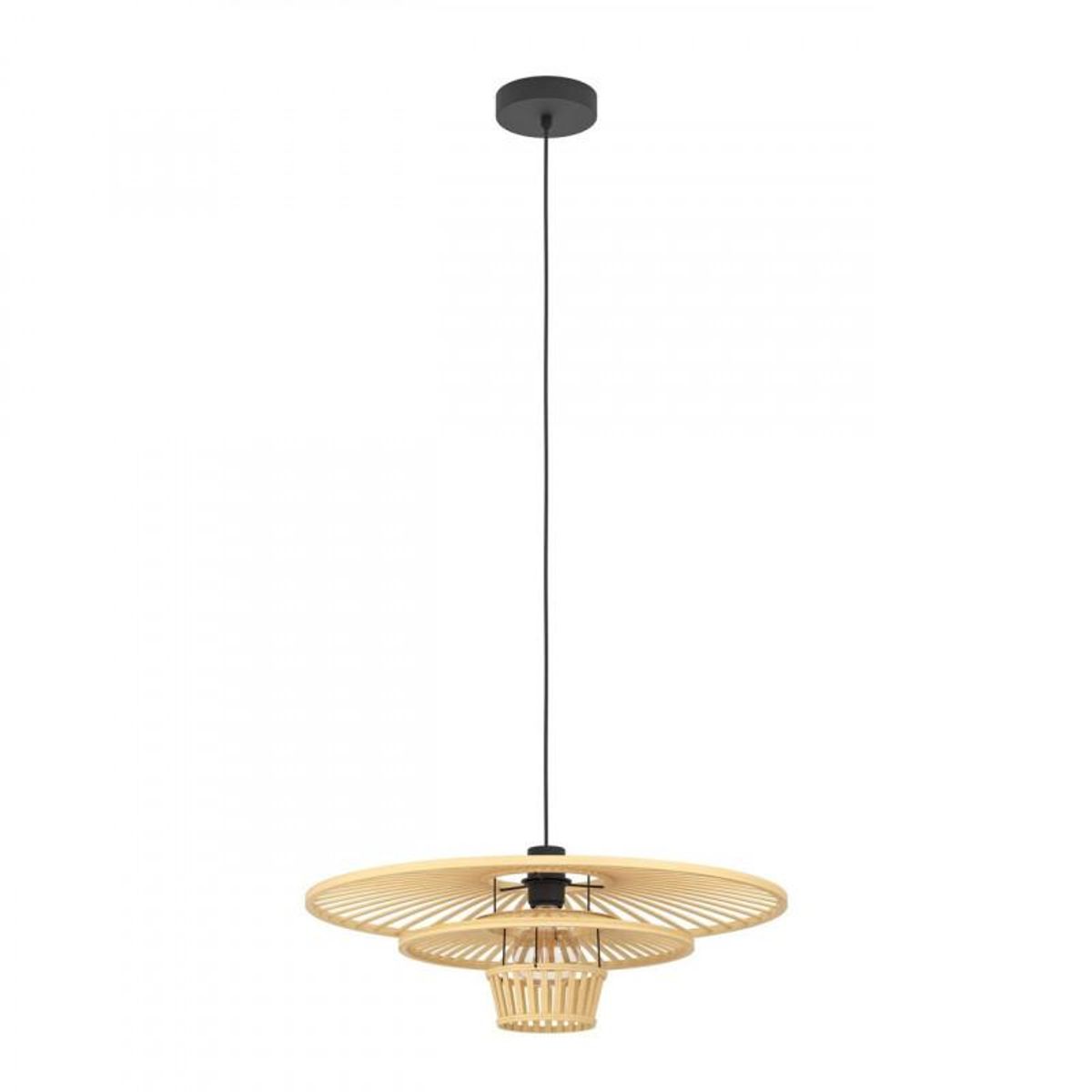 EGLO - Lámpara Colgante Lydney Acero Negro Naturañ E27 1X40W IP20 cod44012