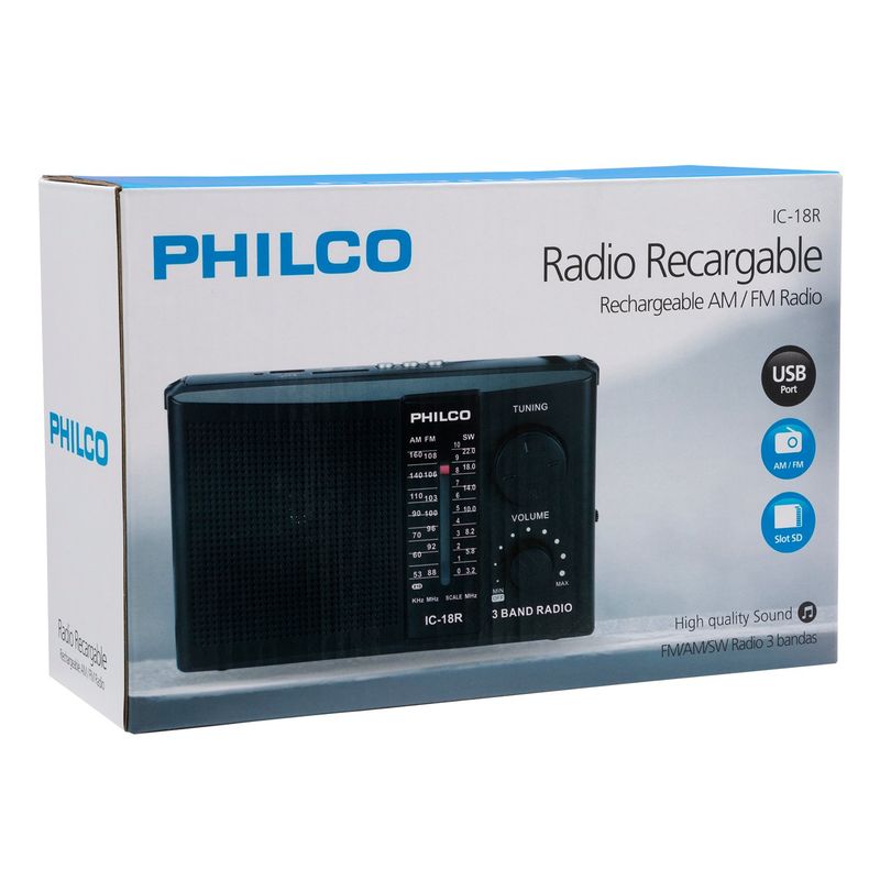 PHILCO - RADIO 3 BANDAS RECARGABLE PHILCO IC-18R OPEN BOX