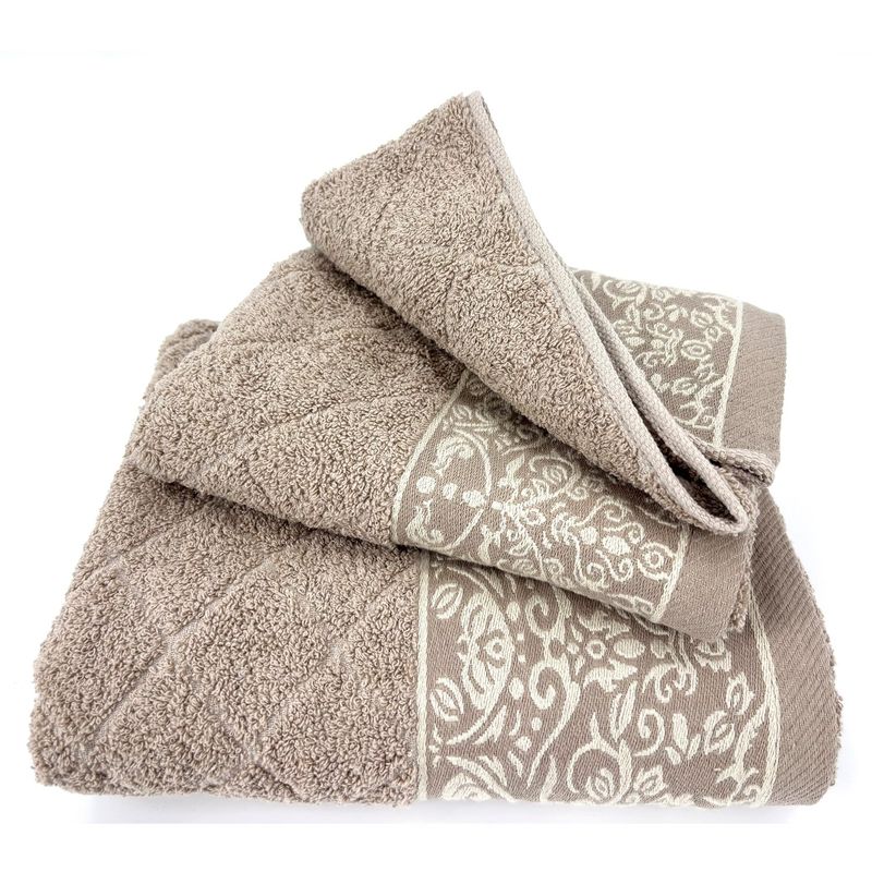 ANDES - JUEGO TOALLA ANDES 3 PIEZAS FLORES BEIGE