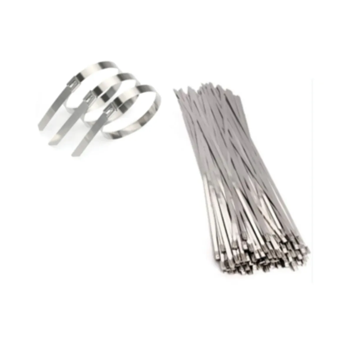 GENERICO - 100 Flejes Metálicos C/ Hebilla Seguridad 4.6 X 200mm Zuncho