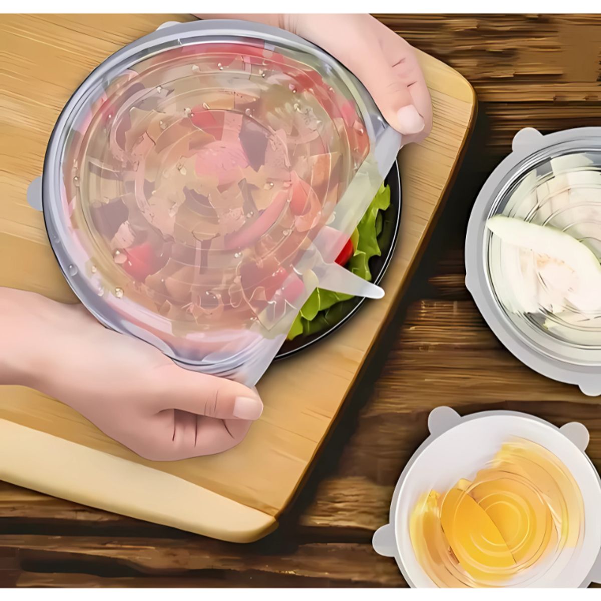 GENERICO - Set 6 De Tapas De Silicona Reutilizables Para Alimentos