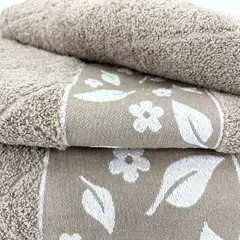 ANDES - JUEGO TOALLA 2 PIEZAS HOJAS BEIGE
