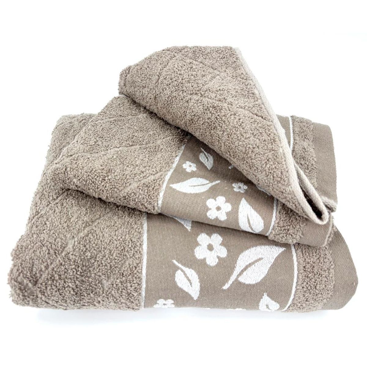 ANDES - JUEGO TOALLA ANDES 2 PIEZAS HOJAS BEIGE