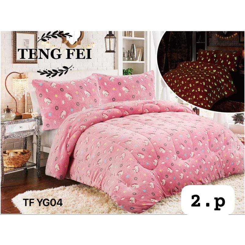 GENERICO - Cubrecama de Invierno Plush con Chiporro 2p Rosado Luminoso TFYG04