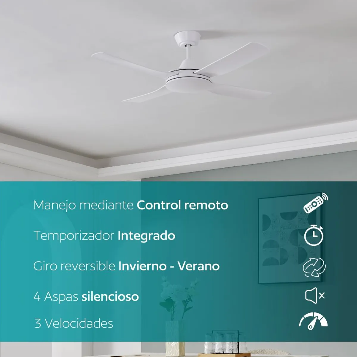 EGLO - Ventilador Techo Bondi control remoto invierno verano giro reversible