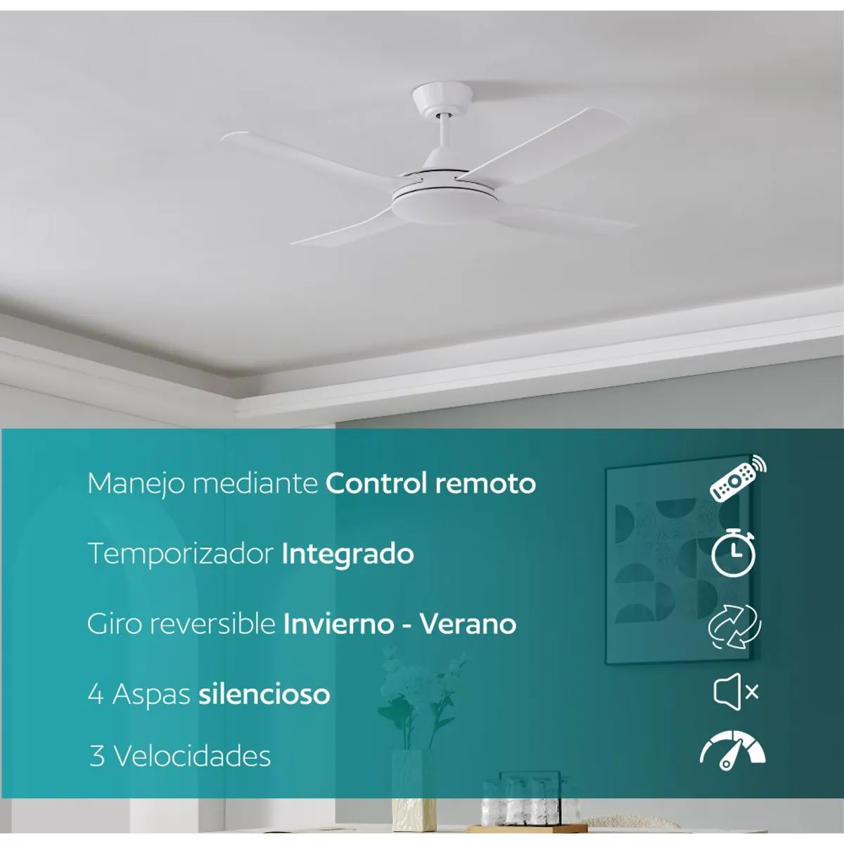 EGLO - Ventilador Techo Bondi control remoto invierno verano giro reversible