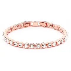 BLOOM CRYSTAL - Pulsera tennis con cristales de Austria transparentes bañados en oro rosa