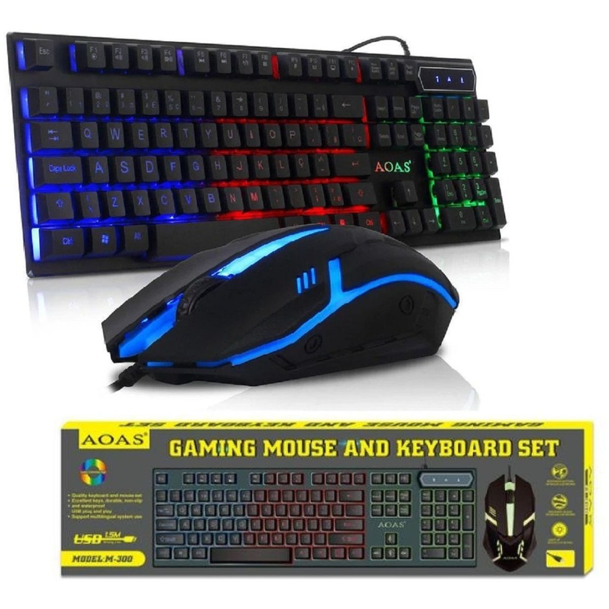 GENERICO - Kit de teclado y mouse gamer Aoas M-300 Inglés de color negro
