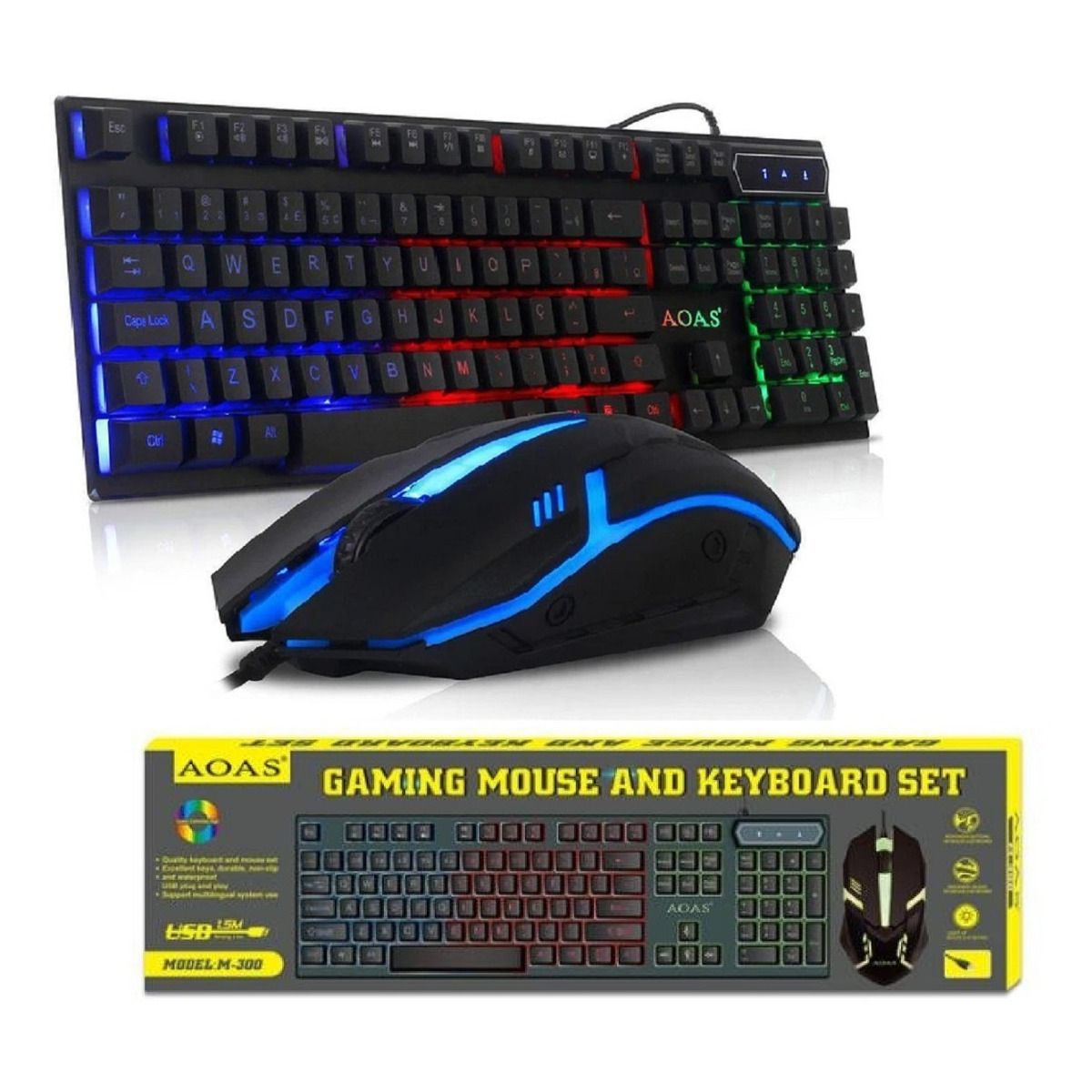 GENERICO - Kit de teclado y mouse gamer Aoas M-300 Inglés de color negro