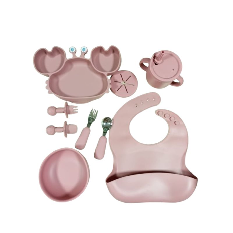 GENERICO - Set alimentación silicona para bebe 9 piezas antideslizante