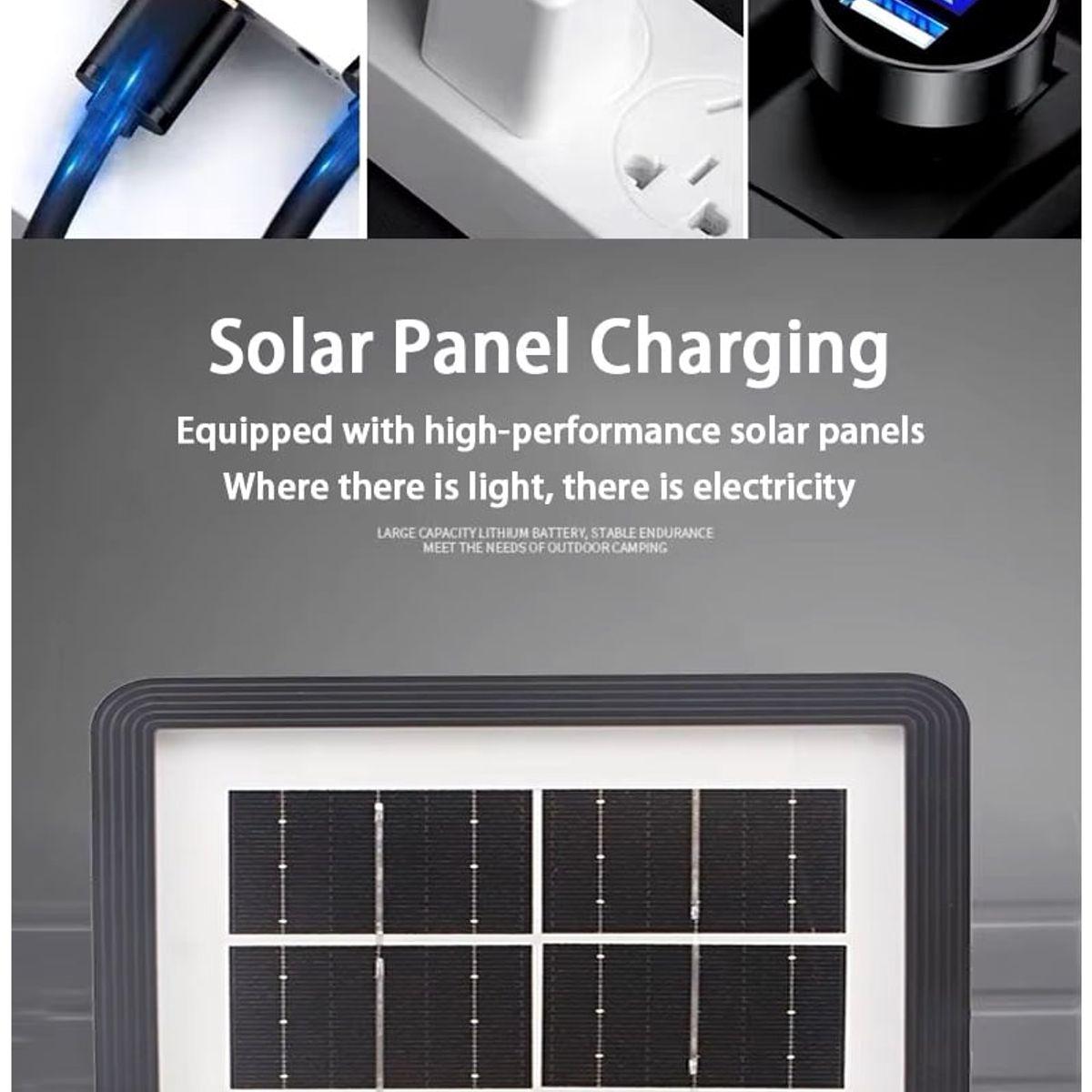 GENERICO - Sistema Solar Portátil Batería recargable 3000mAh 3 Bombillas LED