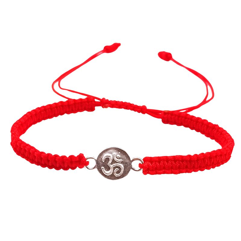 GENERICO - Pulsera Om de plata con hilo rojo Tu amuleto de protección