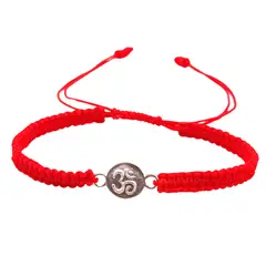 GENERICO - Pulsera Om de plata con hilo rojo Tu amuleto de protección