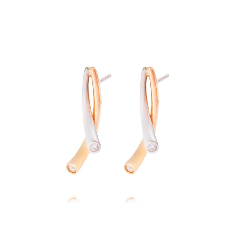 JB JOYAS BARON - Aros Bicolor 18kt y Diamantes 34pts