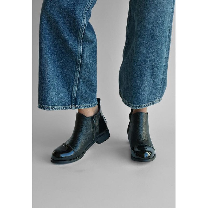 GIANI DAFIRENZE - Botines Mujer De Cuero Verdecillo Negro C20