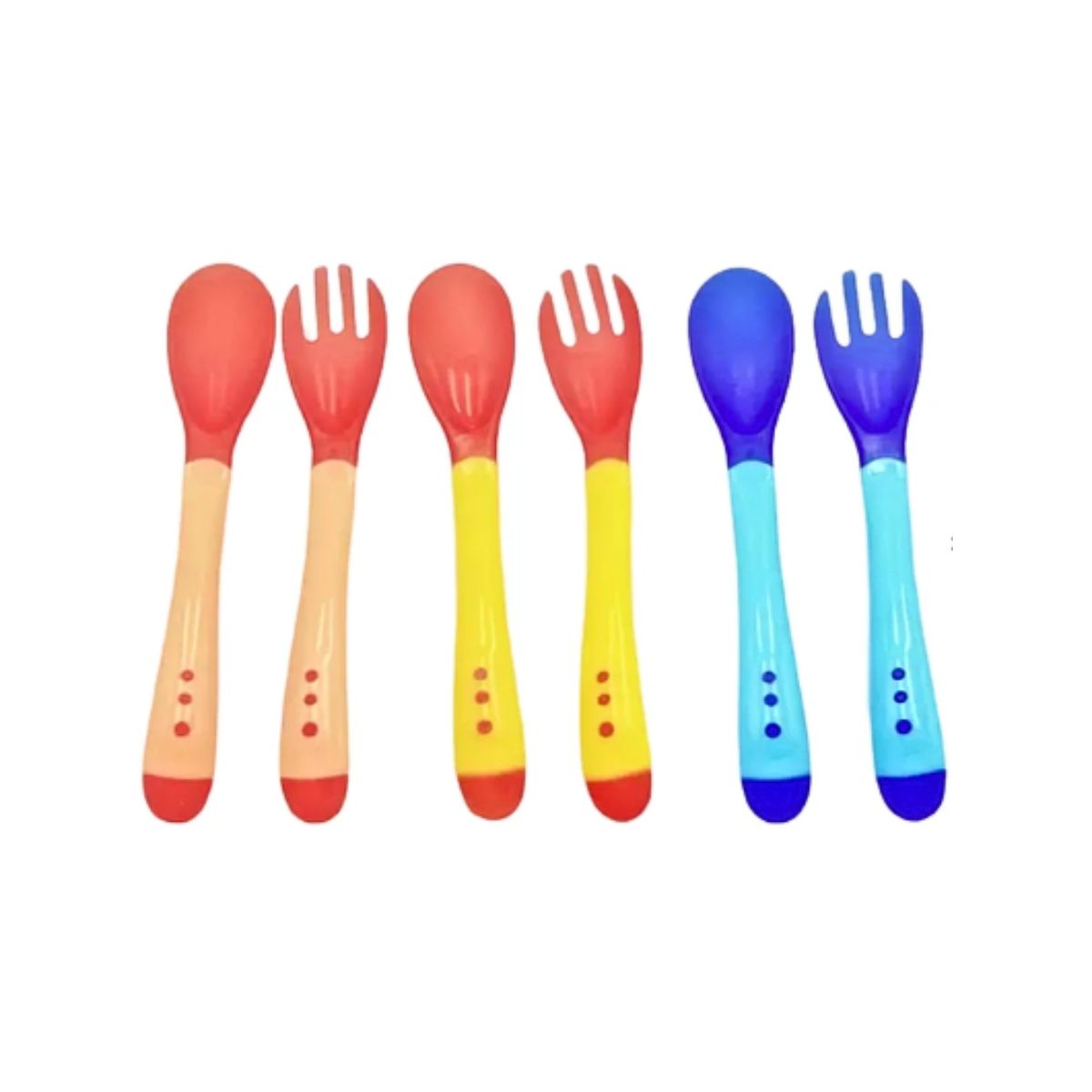 GENERICO - Set Alimentación Tenedor Cuchara Con Sensor Temperatura Bebe