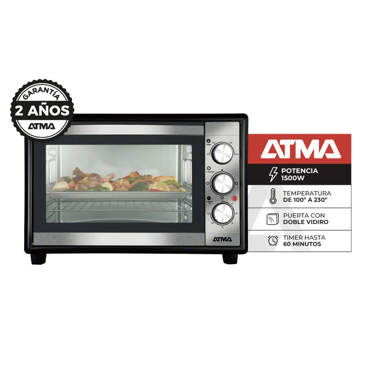 ATMA - Horno Eléctrico De Mesa Atma Con Grill 30l 1500w