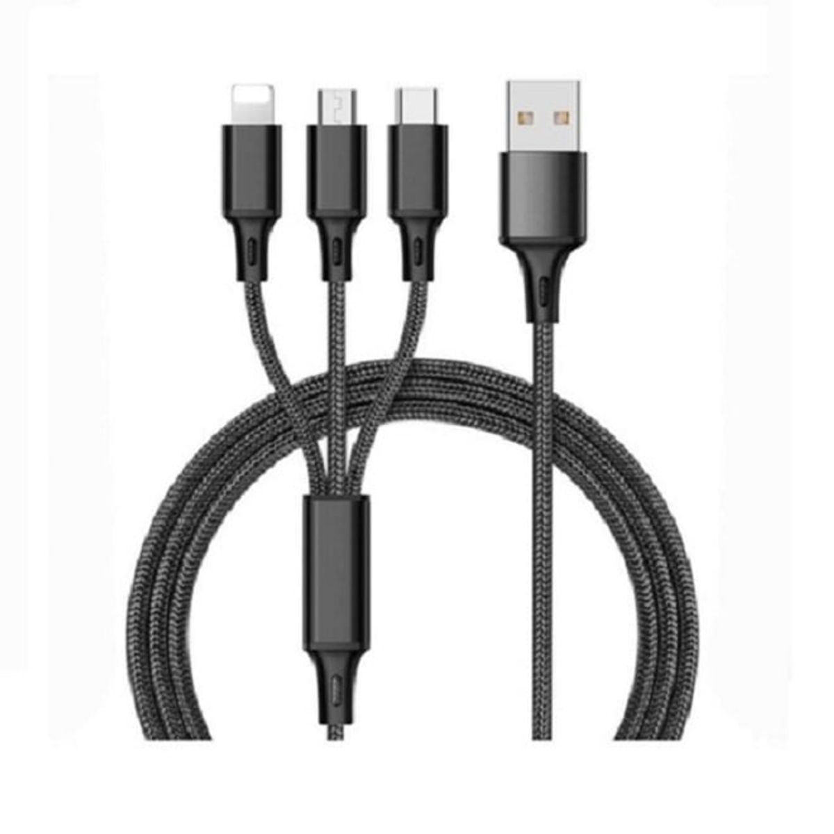 GENERICO - Cable Carga Rápida Celular 3 en 1 Tipo C, para Iphone y Micro USB 1 mt