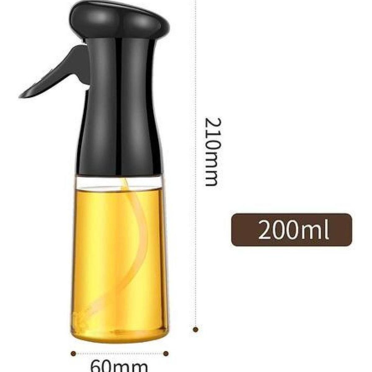 GENERICO - Pulverizador De Vidrio Aceite Cocina Dispensador 200ml Spray Negro