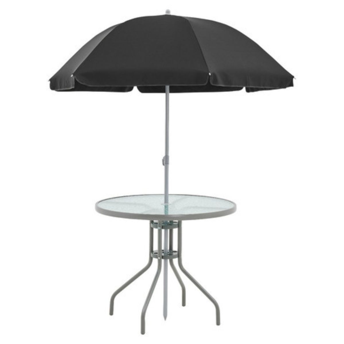 GENERICO - Juego De Terraza 4 Sillas Negro Y Mesa Con Quitasol Bighouse