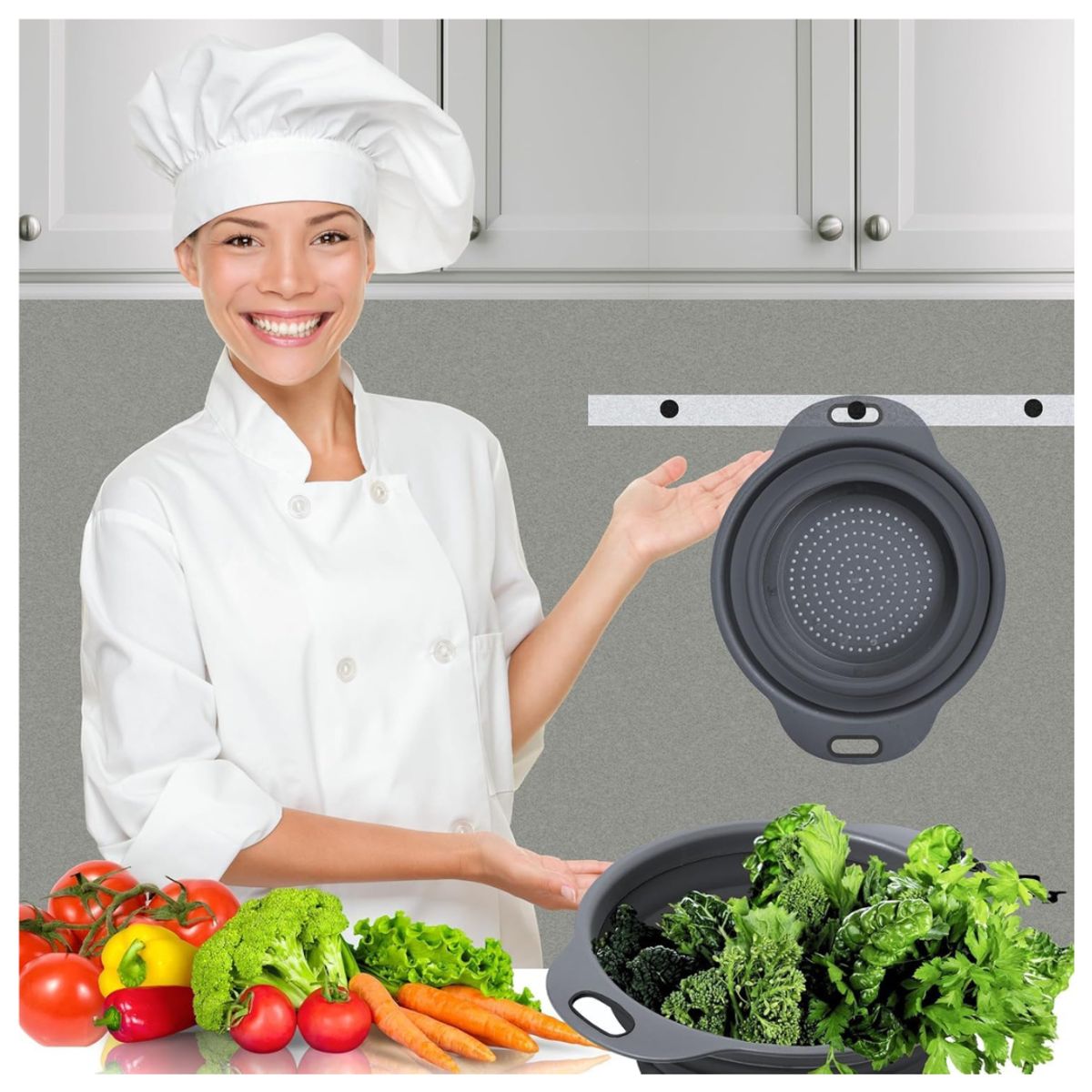 GENERICO - Colador Negro Plegable + Cesta