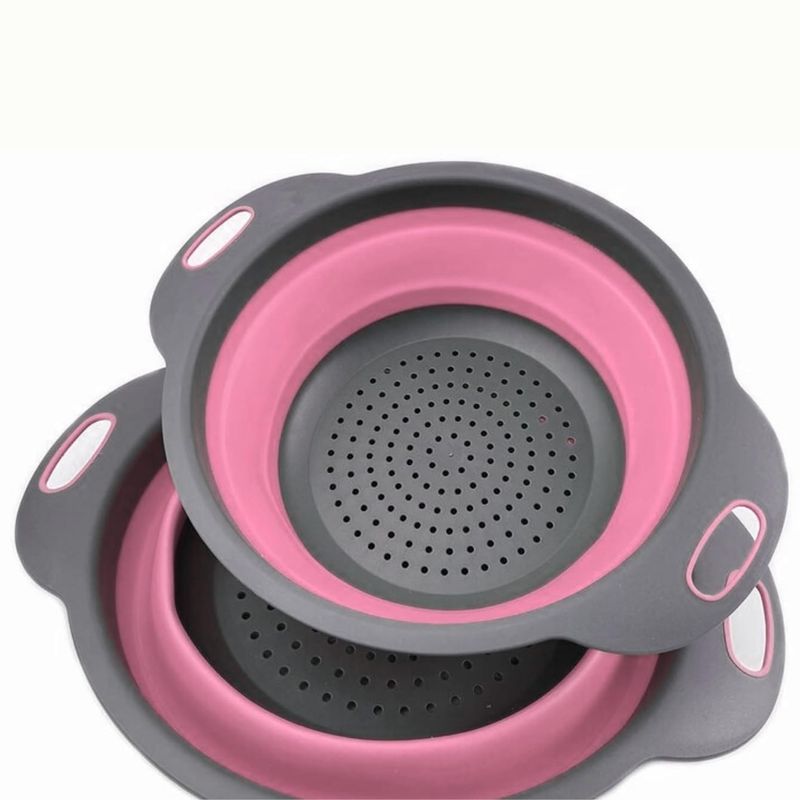GENERICO - Colador Rosa Plegable + Cesta