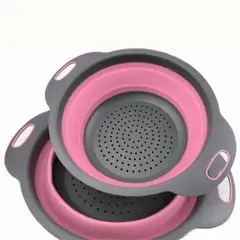GENERICO - Colador Rosa Plegable + Cesta