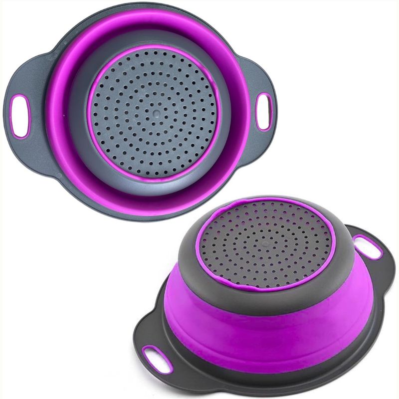 GENERICO - Colador Morado Plegable + Cesta