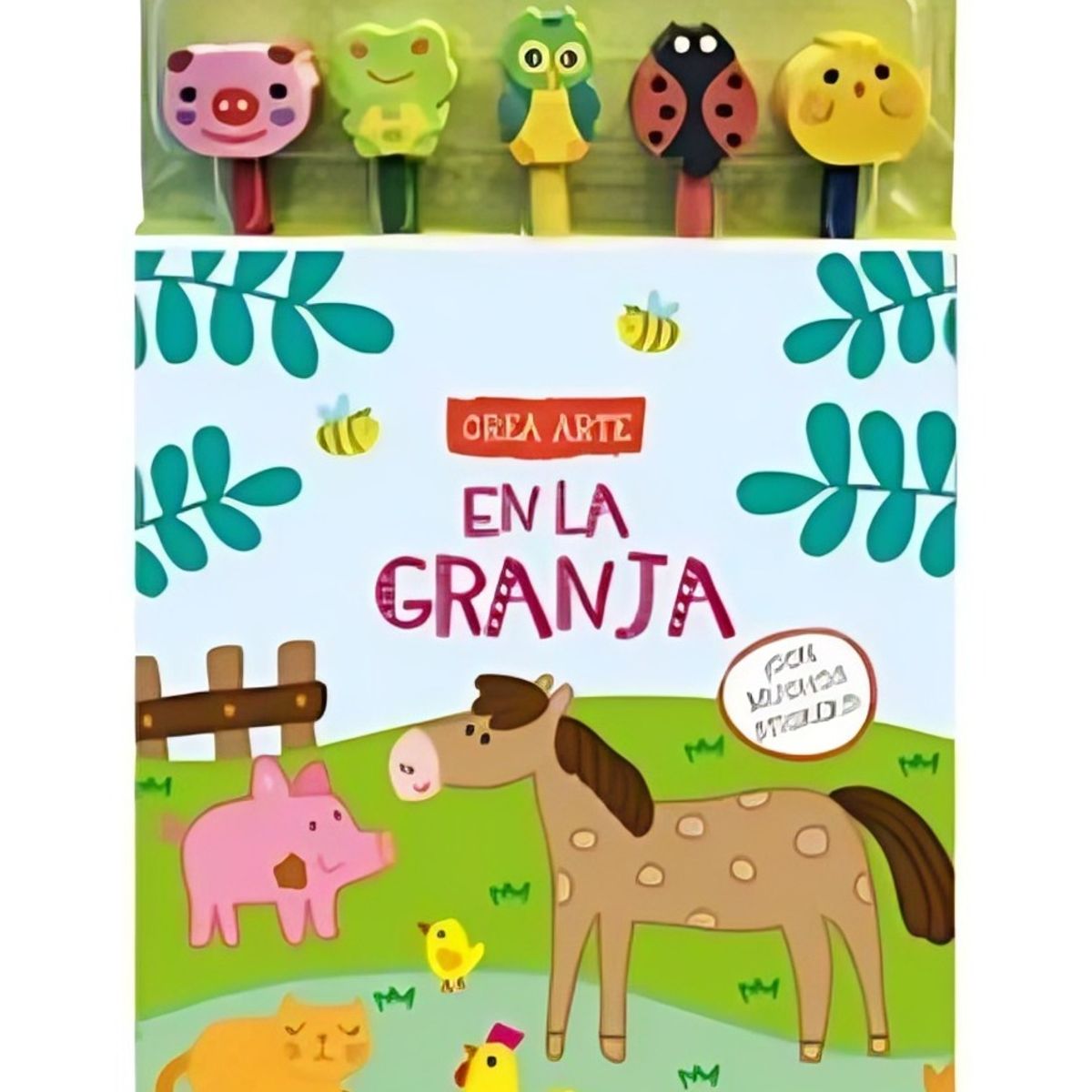 TOP10BOOKS - LIBRO En La Granja *crea Arte: Lápices, Borradores Y Stickers*