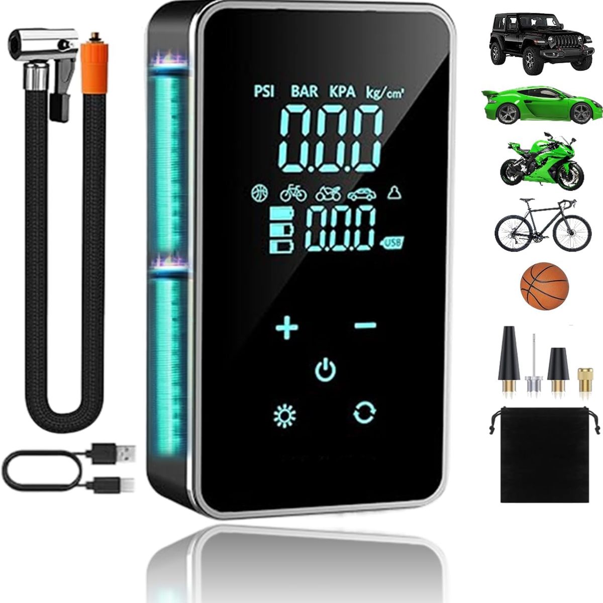 KUANGYE - Compresor Digital Portátil Inflador Aire Neumático Auto Moto