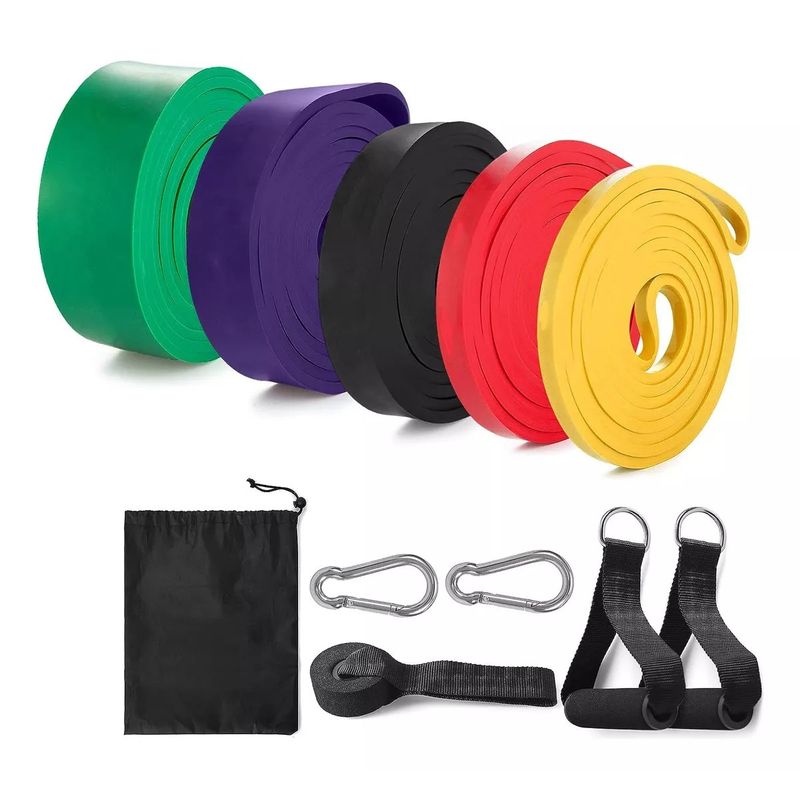 KUANGYE - Kit Ejercicio De 5 Bandas Elásticas Resistencia Para Fitness
