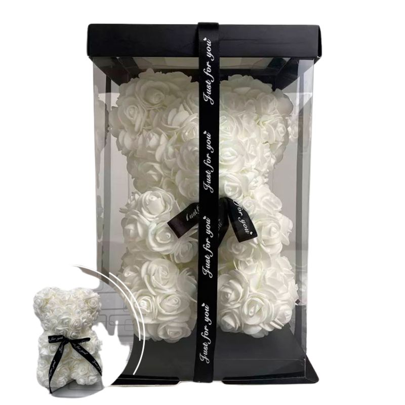 MOVI - OSO DE PELUCHE CON ROSAS BLANCO PARA SORPRENDER