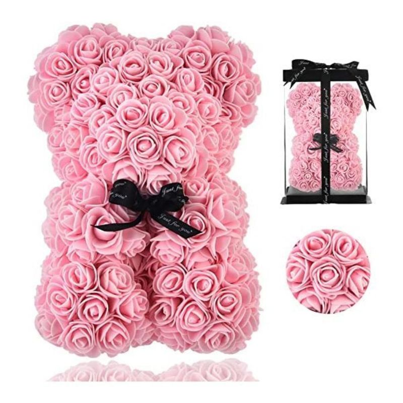 MOVI - OSO DE PELUCHE CON ROSAS ROSA PARA SORPRENDER