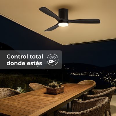 Imagen 2 del producto Ventilador Techo Terraza Silencioso de Madera Marron WiFi Con Luz LED