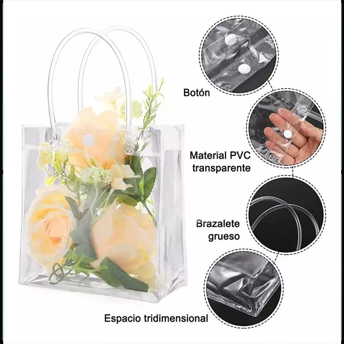 KUANGYE - 20 Bolsa Regalo Con Asa Transparente Reutilizable Decoracion