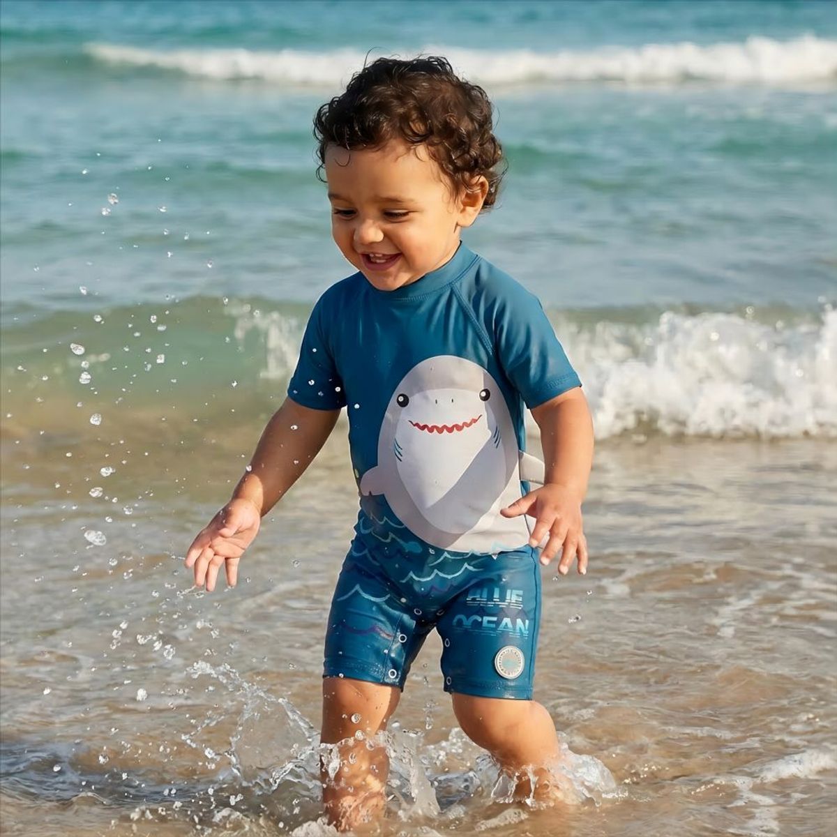 BONVERANO - Traje De Baño Bebé Niños Protección Solar UV Con Broches YKK