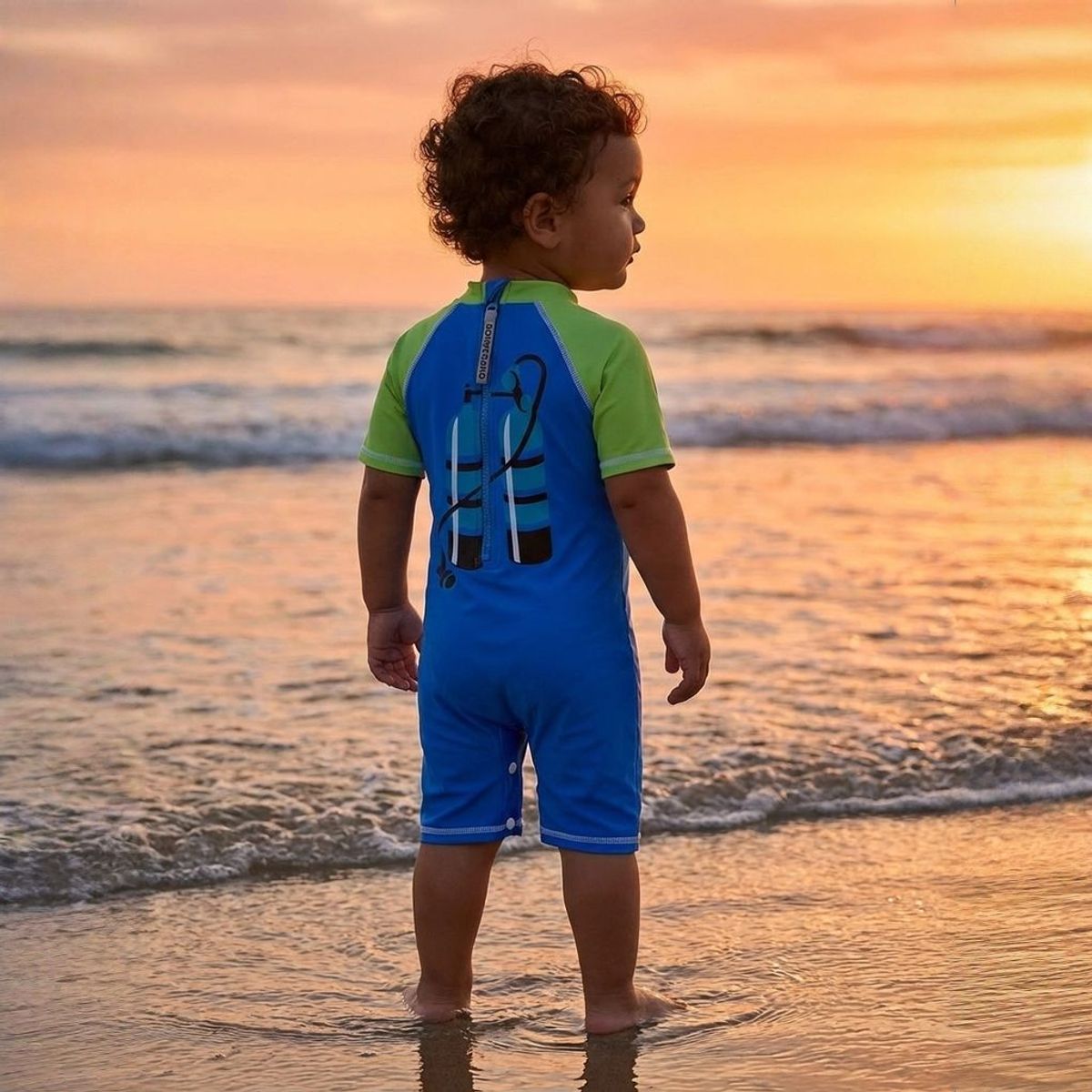 BONVERANO - Traje De Baño Bebé Niños Protección Solar UV Con Broches YKK