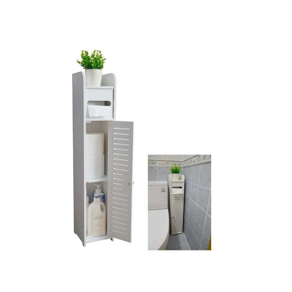 GENERICO - Estante De Baño Organizador Blanco 80x15x15 Blanco.