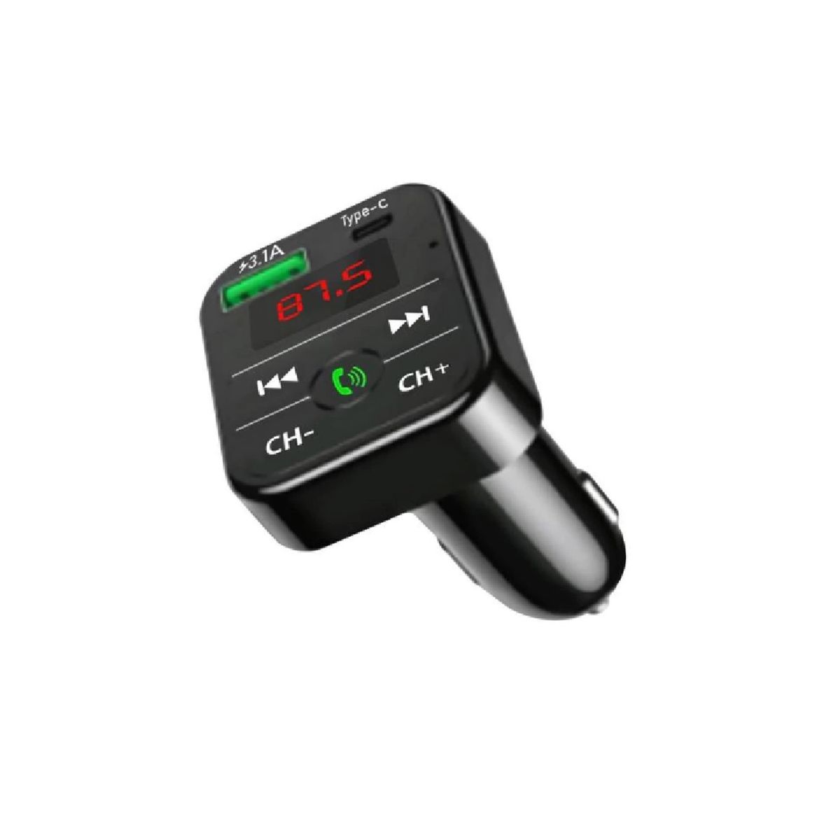 GENERICO - Adaptador Transmisor Bluetooth FM Radio Cargador TIPO C y USB Celular