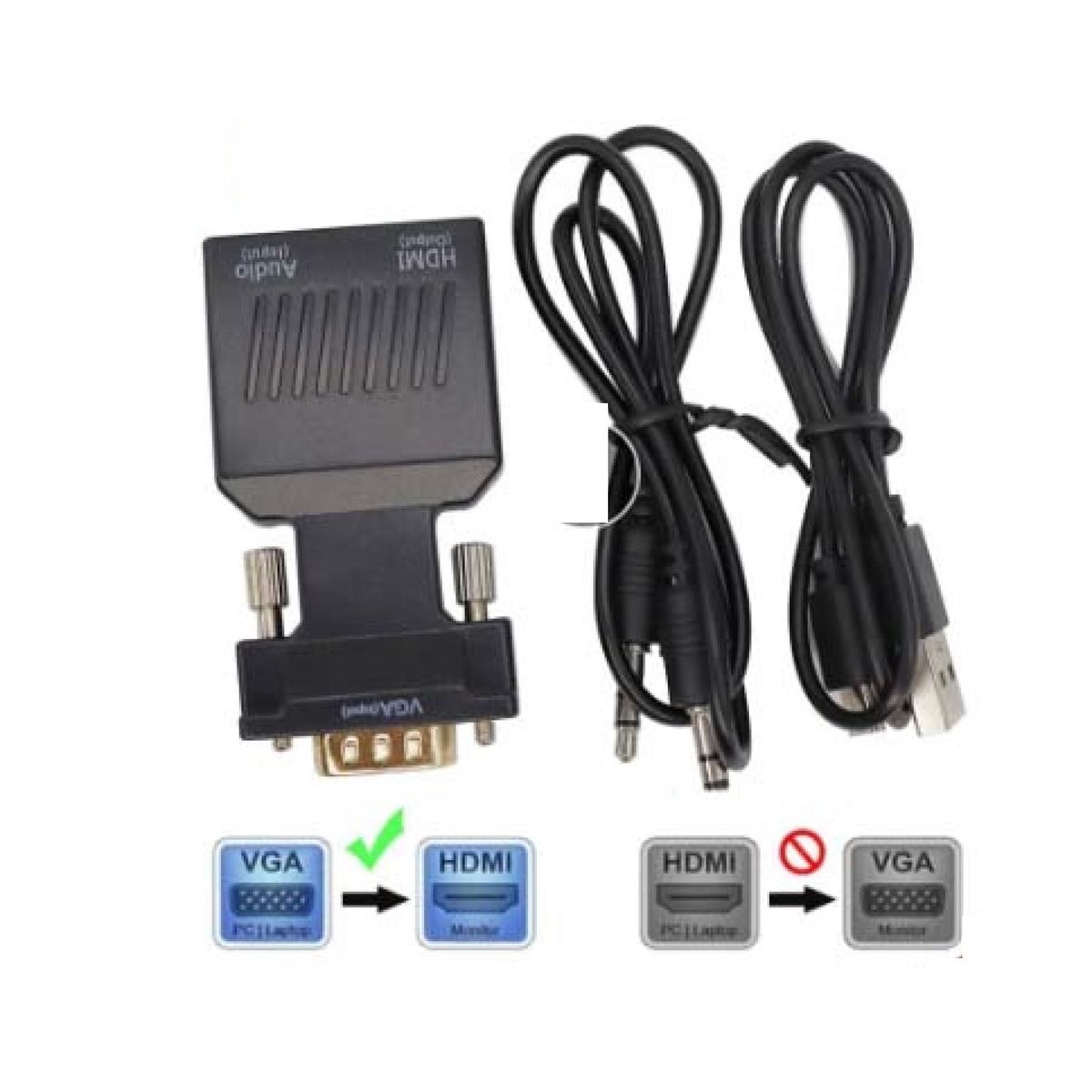 GENERICO - Adaptador VGA a HDMI  Convertidor VGA macho a HDMI hembra