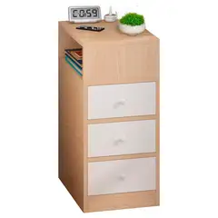 DETODOYMAS - Velador angosto 3 cajones bicolor Chic Home - Café